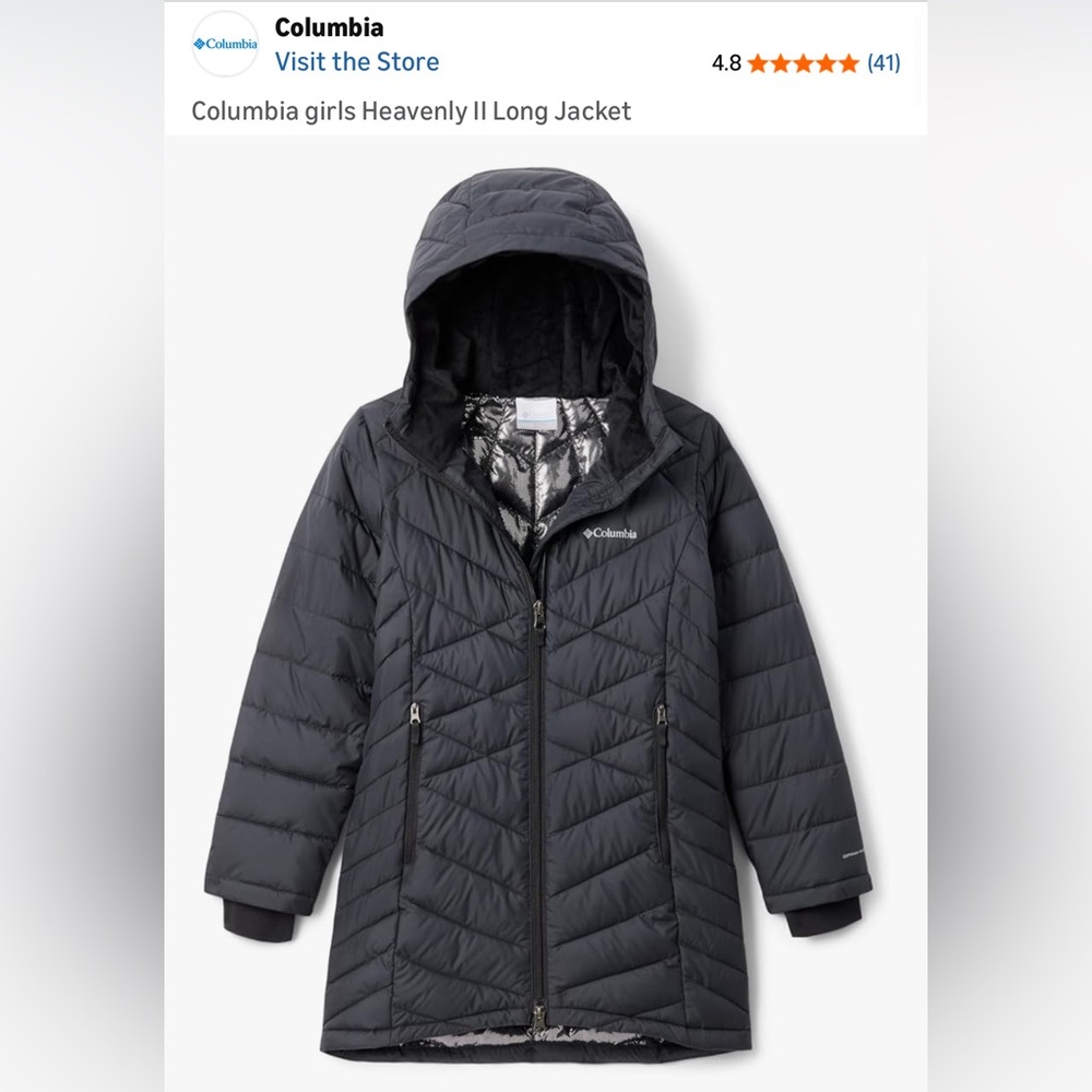 Columbia Kids Black Puffer Jacket with Silver Lining - size XXS